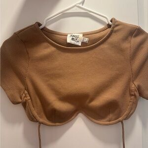 Princess Polly Camel Ribbed Crop Top